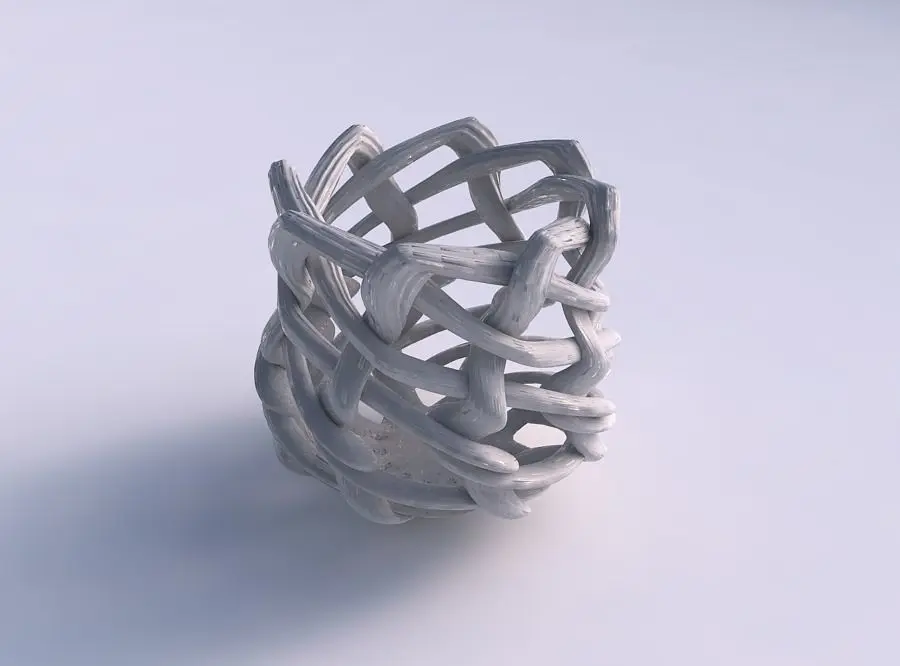 Vase wide on top part with interlacing lattice and extruded l... 3D print model 2