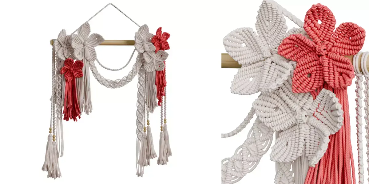 Macrame Flowers Wall Decoration 01 Free low-poly 3D model
