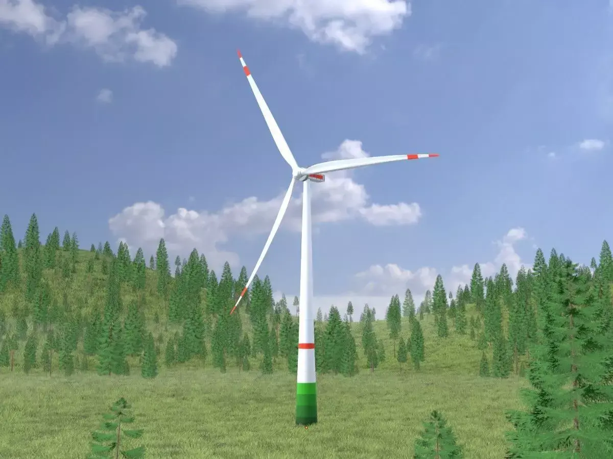 Wind turbine E1 H-132 RD 172 m Low-poly 3D model