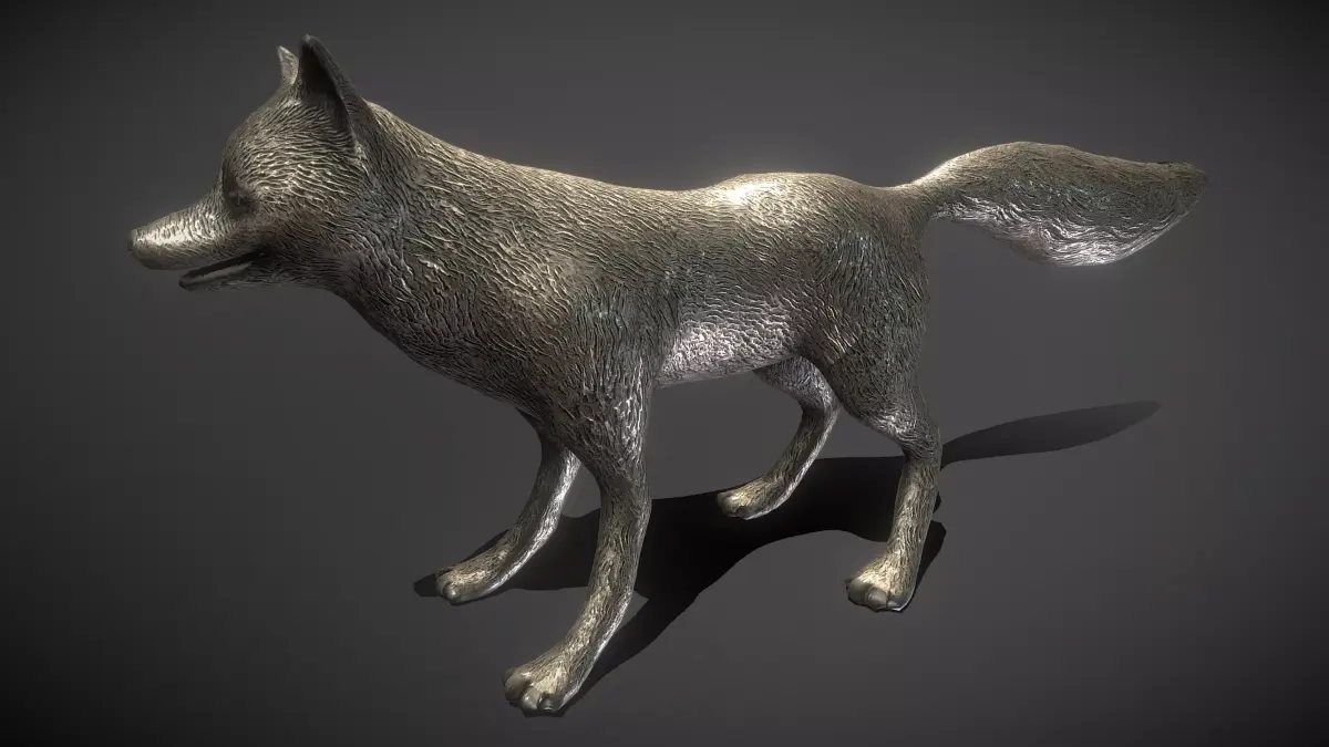 Fox Bronze Statue Low-poly 3D model