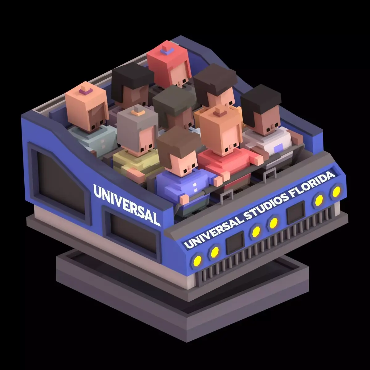Universal Ride Vehicle Animated polyplanet Low-poly 3D model