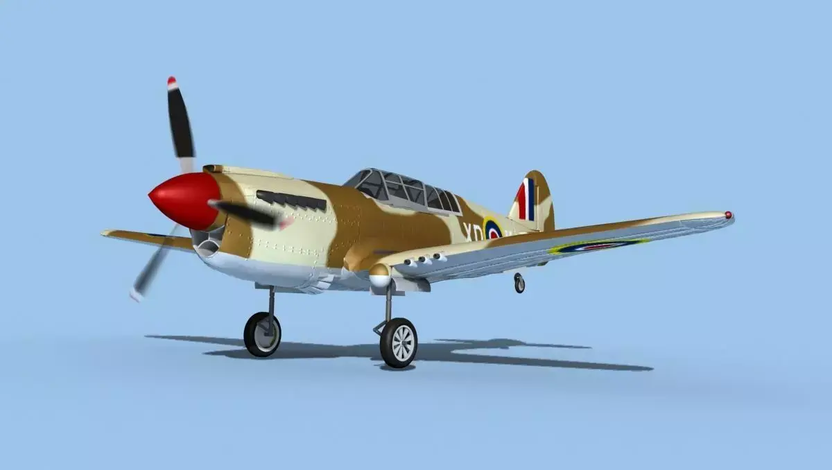 Curtiss P-40N Tomahawk V01 RAF 3D model