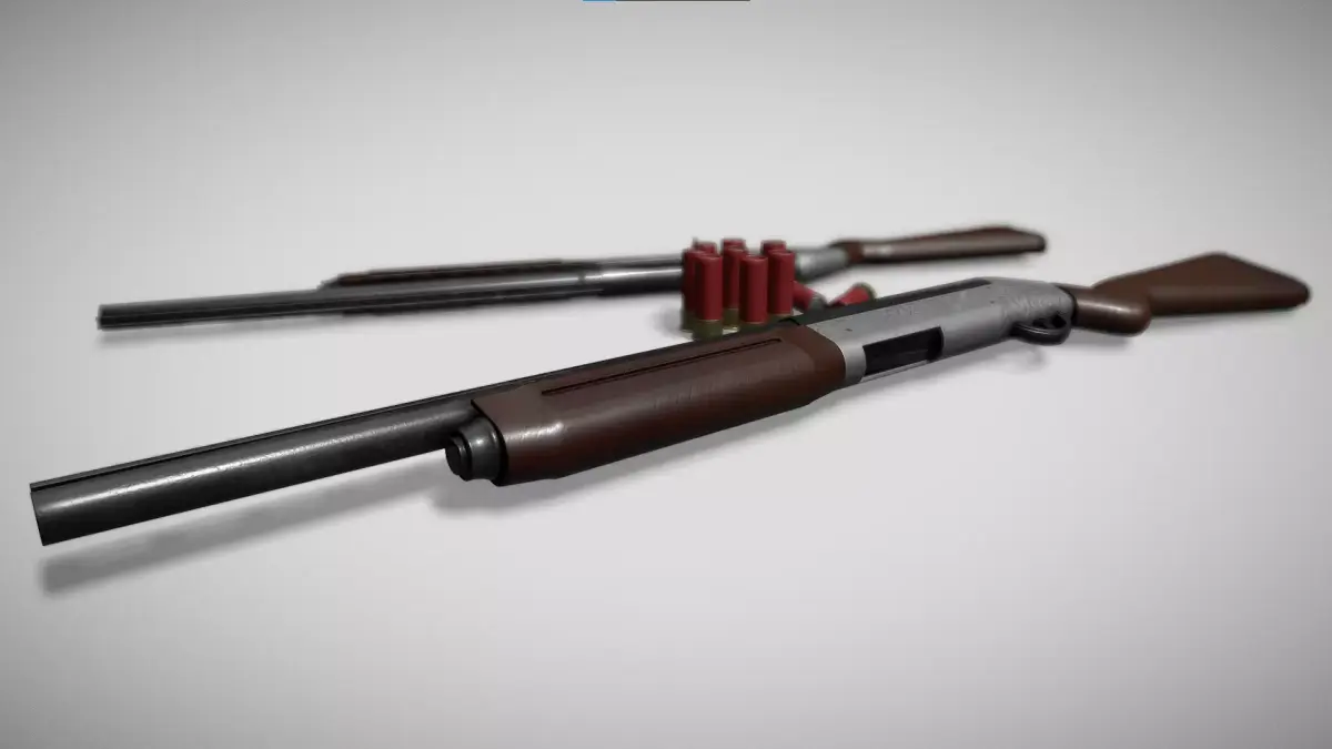Ornate semi-auto shotgun Low-poly 3D model