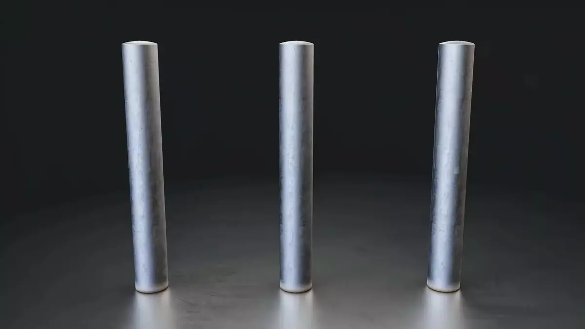 Metallic Cylinder Bollard Set Low-poly 3D model