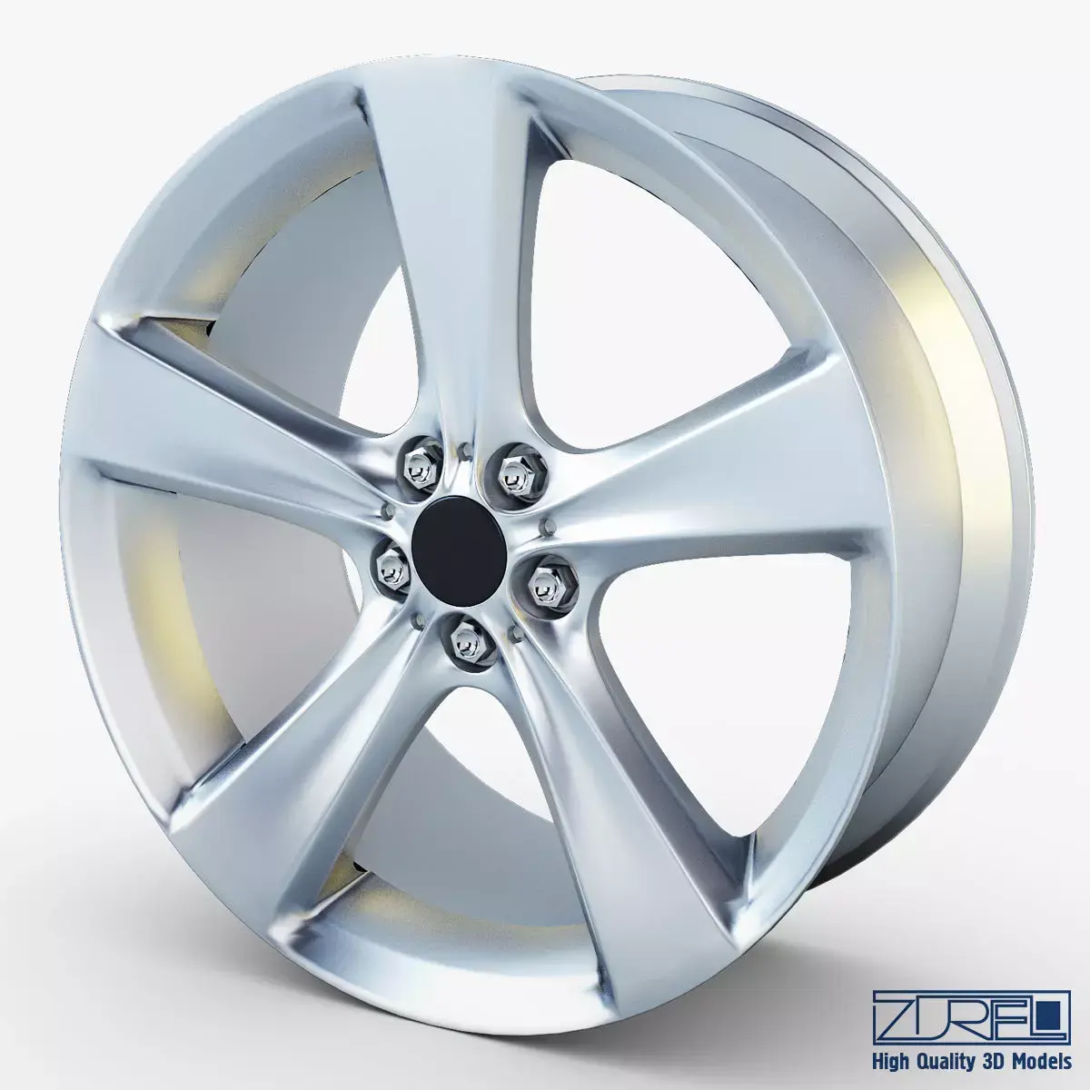 Style 128 wheel silver Mid Poly Low-poly 3D model