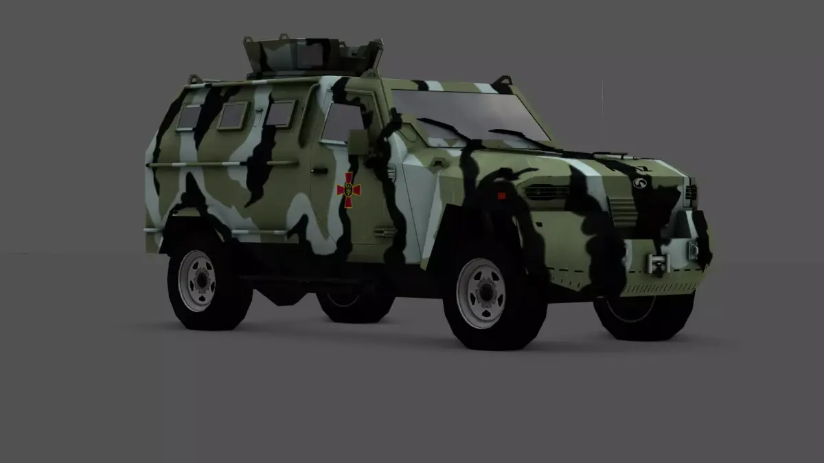  KRAZ Cougar 6x6 Heavy Military Truck Ukrainian Cargo Truck  Low-poly 3D model