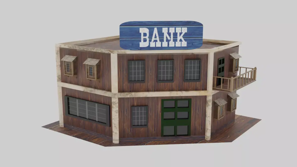 Wild West - Bank Low-poly 3D model