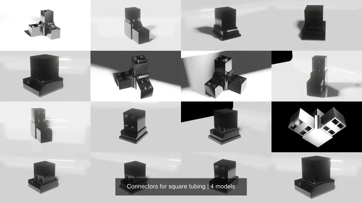 Connectors for square tubing 3D Model Pack