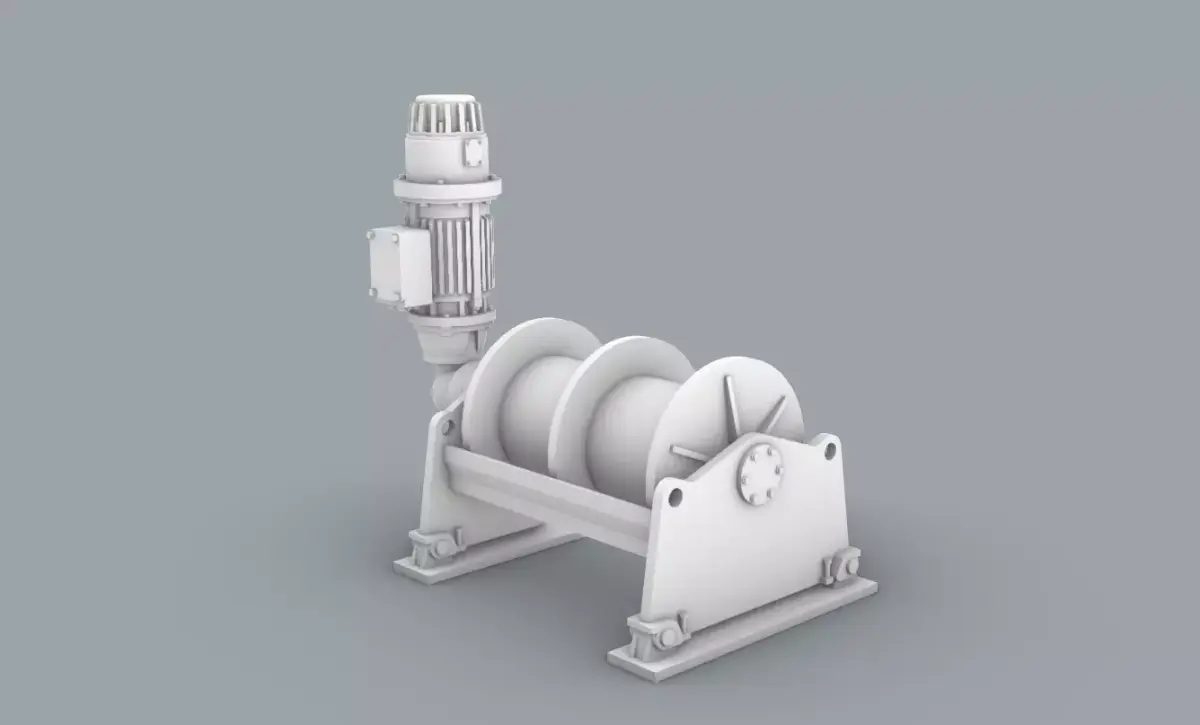 Hydraulic Drive Winch Low-poly 3D model