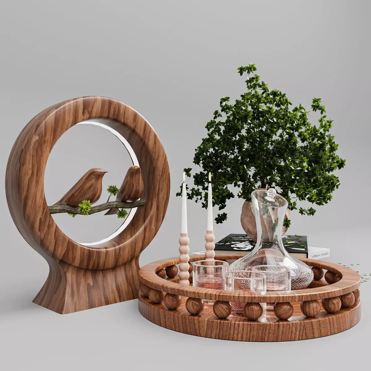 sparrow decorative set  3D model
