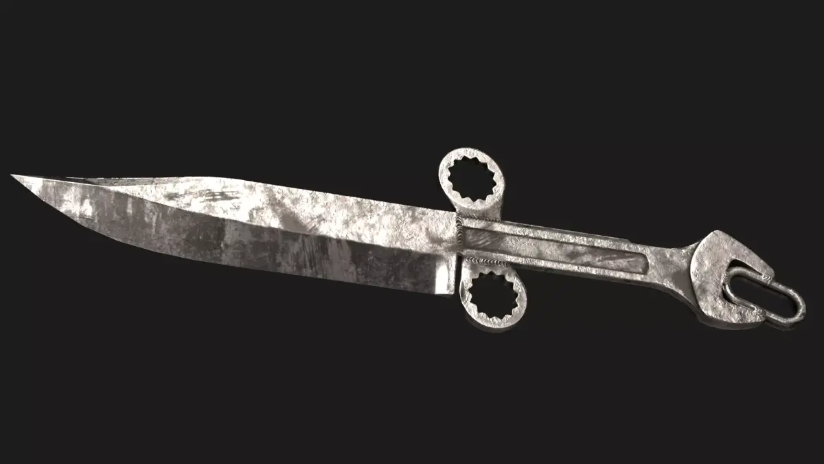 Apocalyptic Wrench Bowie Knife Free low-poly 3D model