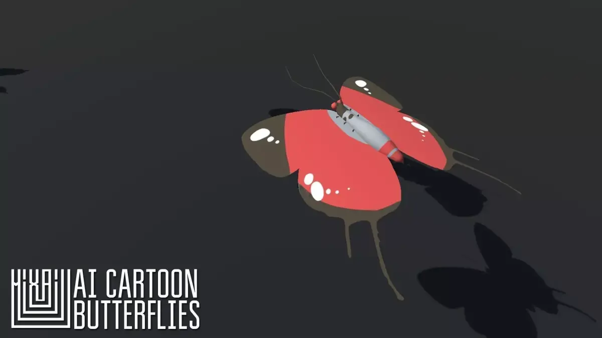 AI cartoon butterflies Unity Low-poly 3D model