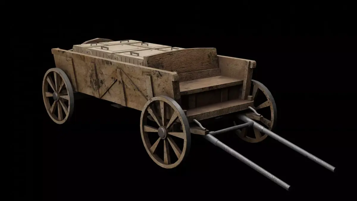 Medieval Horse cart  Low-poly 3D model