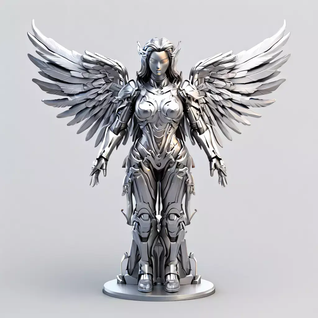 Silver Valkyrie Scifi Angel Warrior Low-poly 3D model