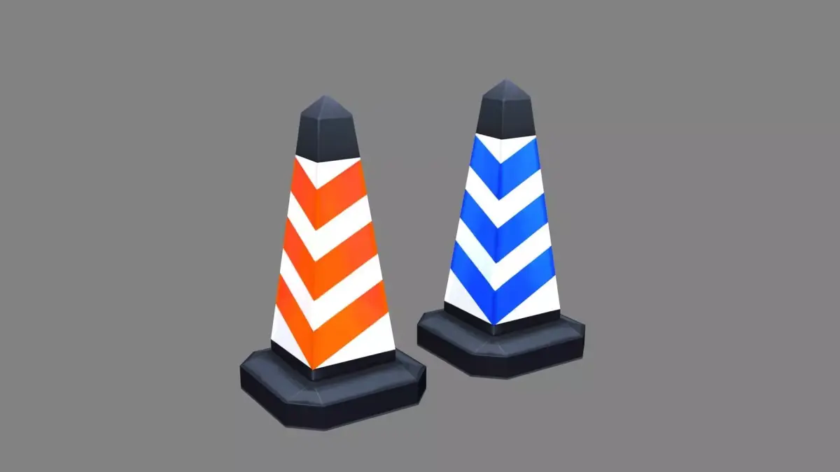 Two traffic cones Low-poly 3D model