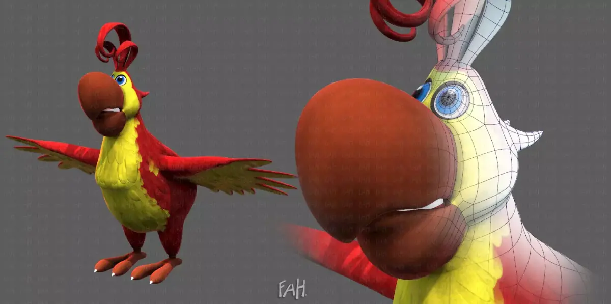 Parrot V01 Low-poly 3D model
