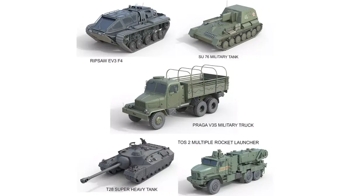 5 Military Vehicles Collection v38 Low-poly 3D model