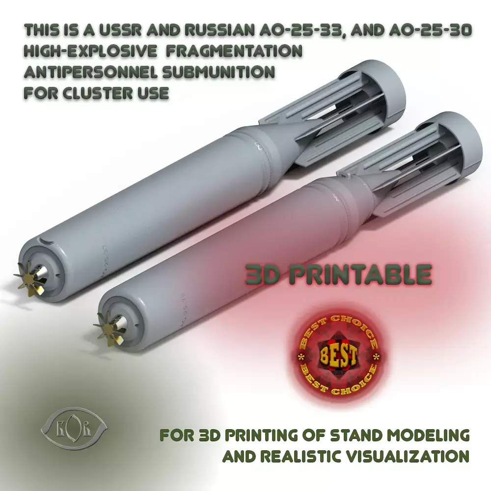 Russian avia bomb AO 25 33 and AO 25 30 submunition moulage 3D model