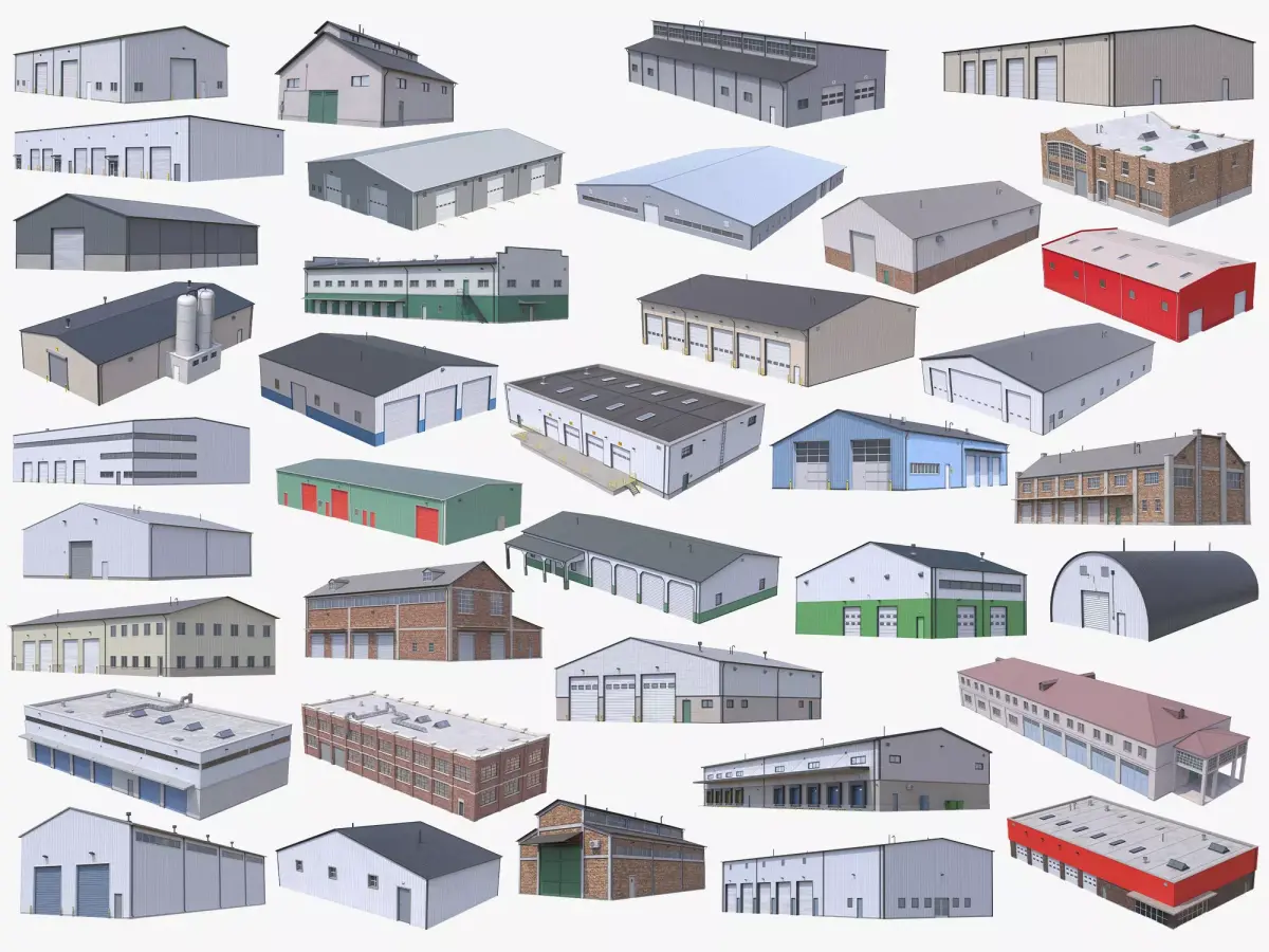 37 Industrial Buildings Collection 3D Model Pack