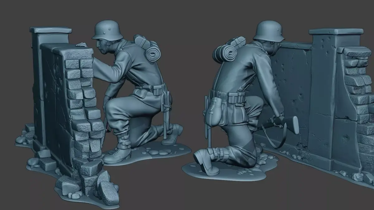 German soldier ww2 cover down G5 3D print model