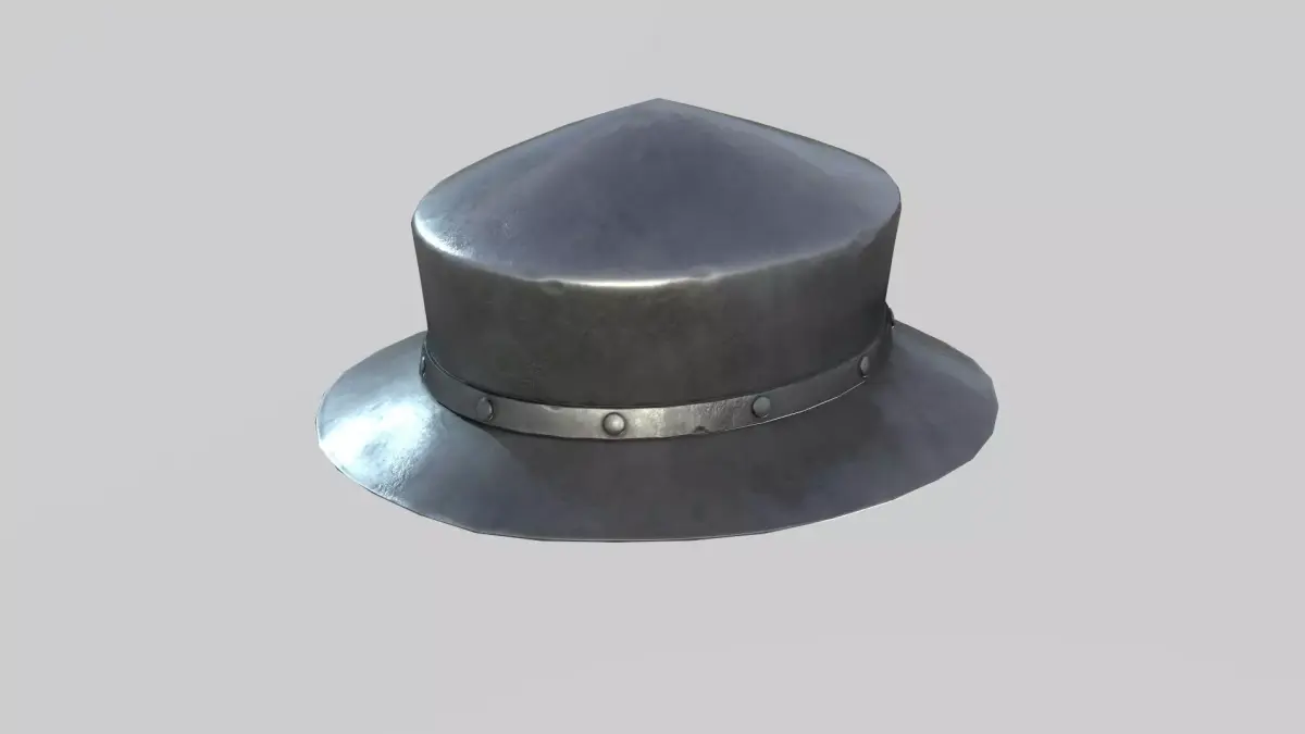 Medieval Kettle Helmet 03 Low-poly 3D model