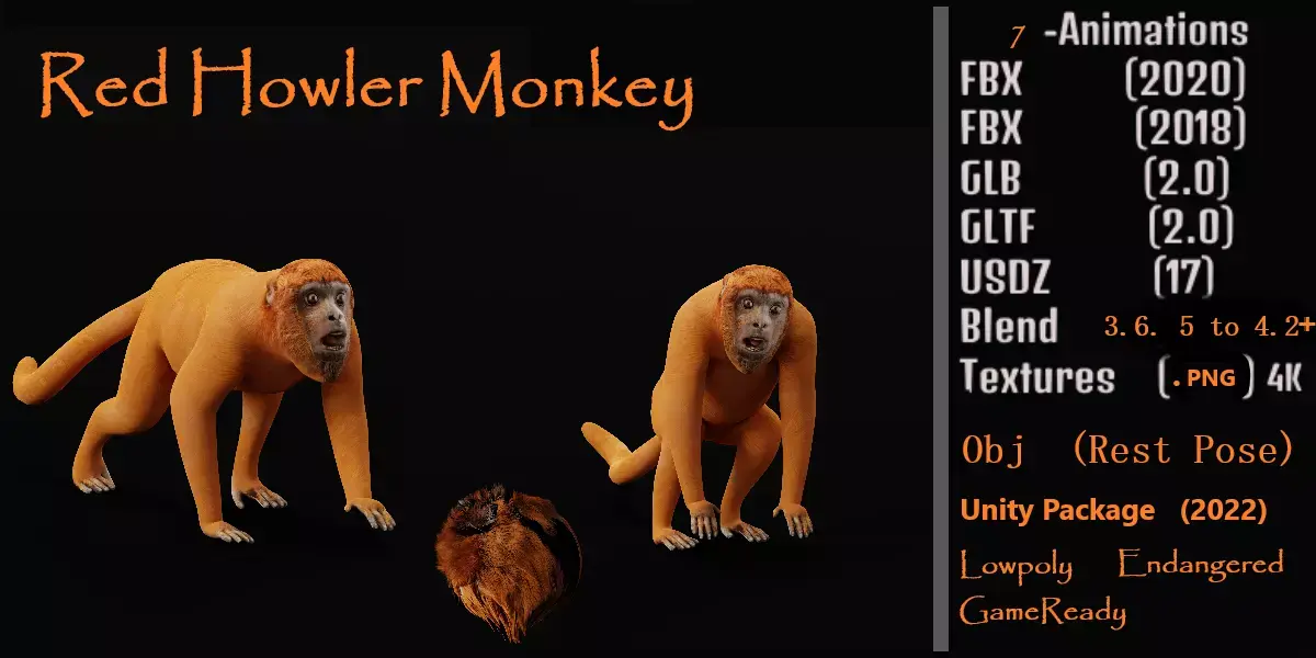 Howler Monkey Free 3D model