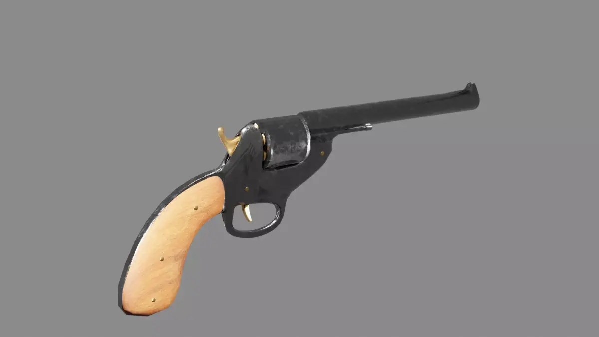 Stylized Revolver Pistol  Low-poly 3D model