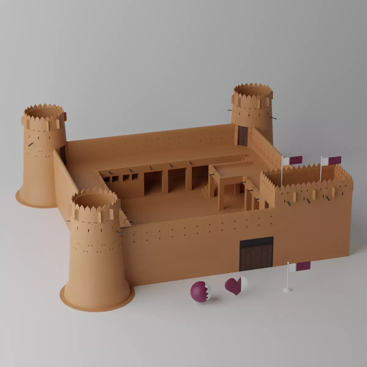 Zubara Fort Qatar 3D model