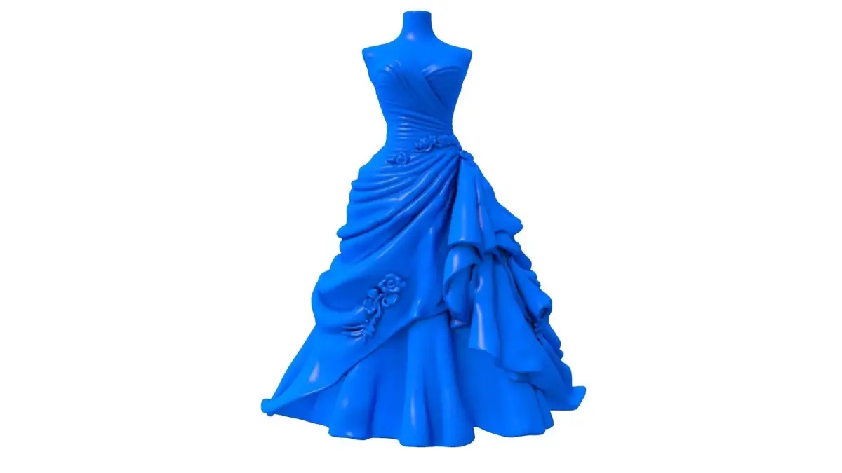 bridal gown -  bridal dress - Cartoon Bride - curly hair bride  3D print model