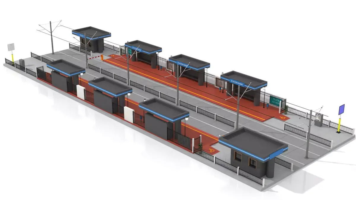 Tramway Station Low-poly 3D model
