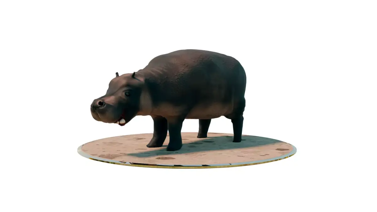 Hippopotamus on platform Low-poly 3D model