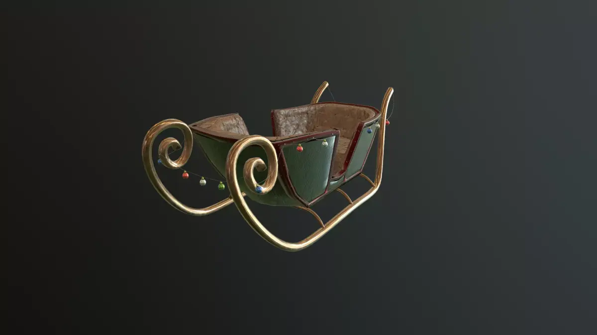 Sleigh christmas Low-poly 3D model