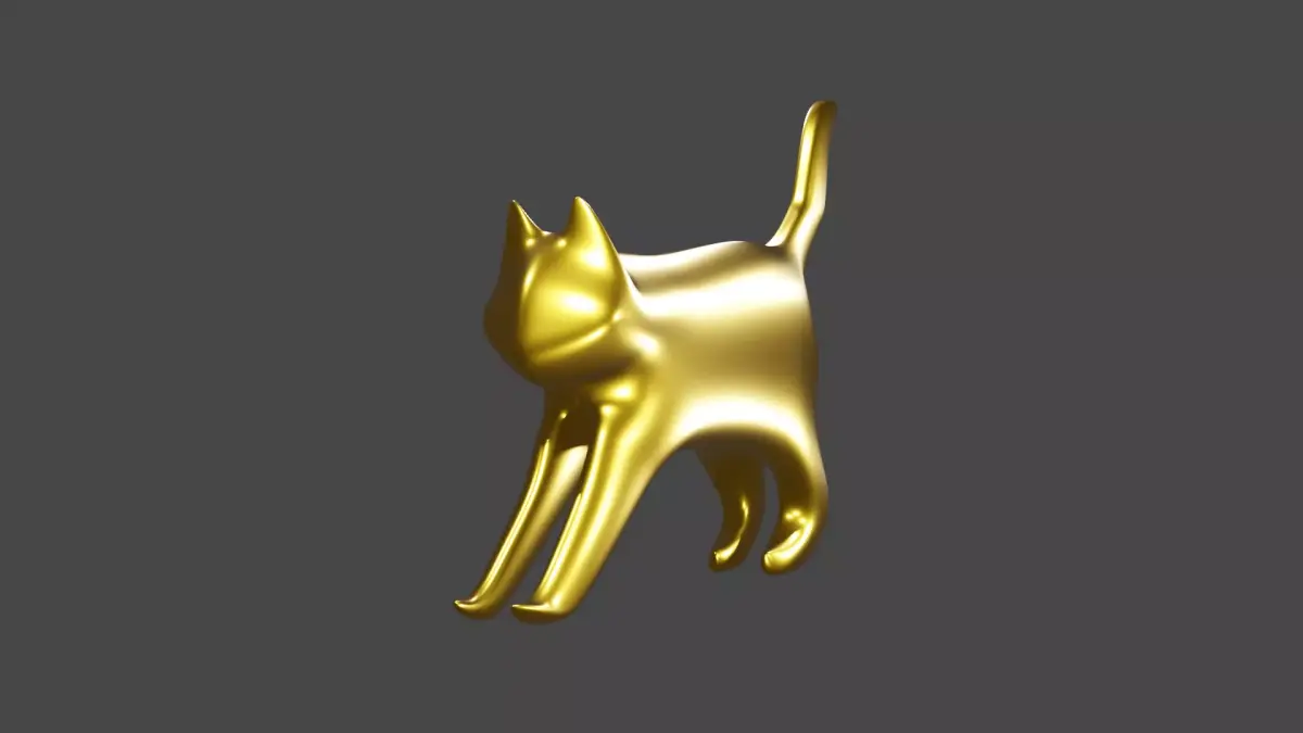 Cat High-poly 3D model gold 3D model