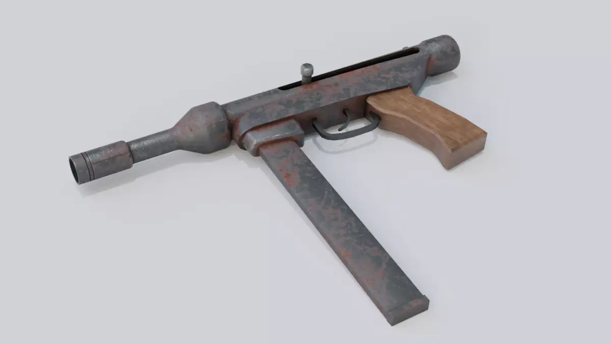 homemade pistol Low-poly 3D model