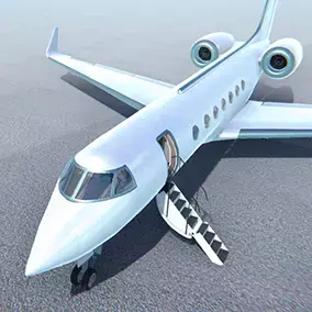 Business jet - aircraft with interior Low-poly 3D model