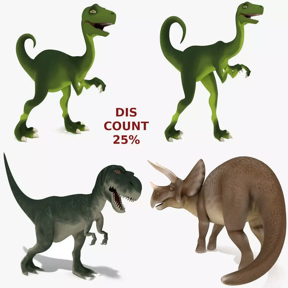 Rigged Dinosaurs Collection 3D model