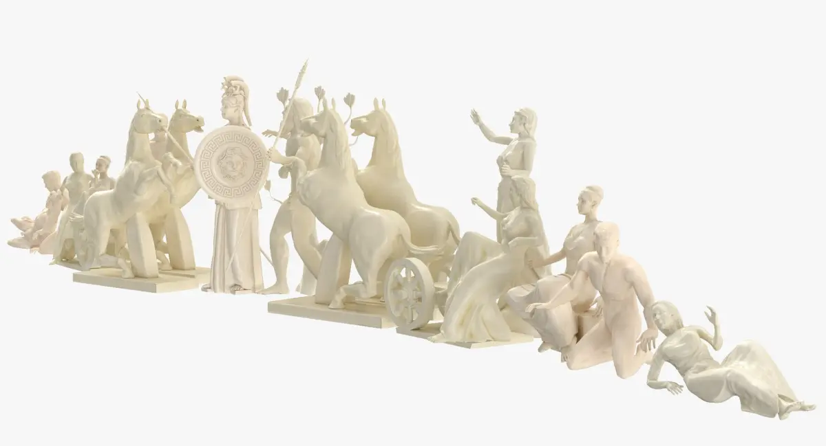 Parthenon West Pediment Statues 3D model
