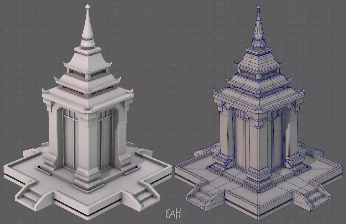 Pagoda V07 Low-poly 3D model