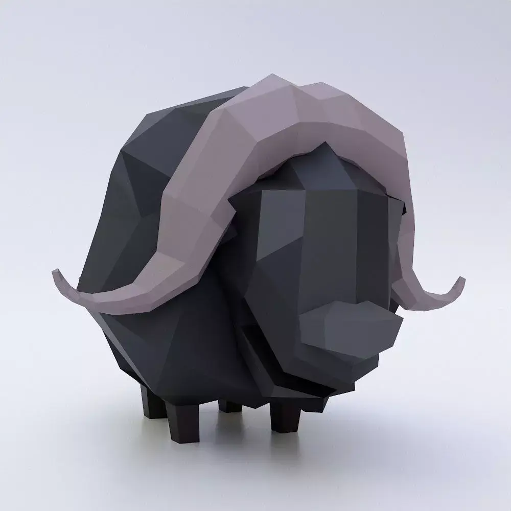 Buffalo cartoon 3d model  Low-poly 3D model
