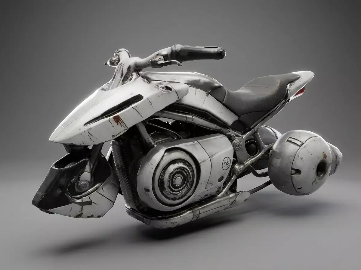 Sci-Fi Hover Bike - Damaged Cyberpunk Vehicle - Game Ready PBR Low-poly 3D model
