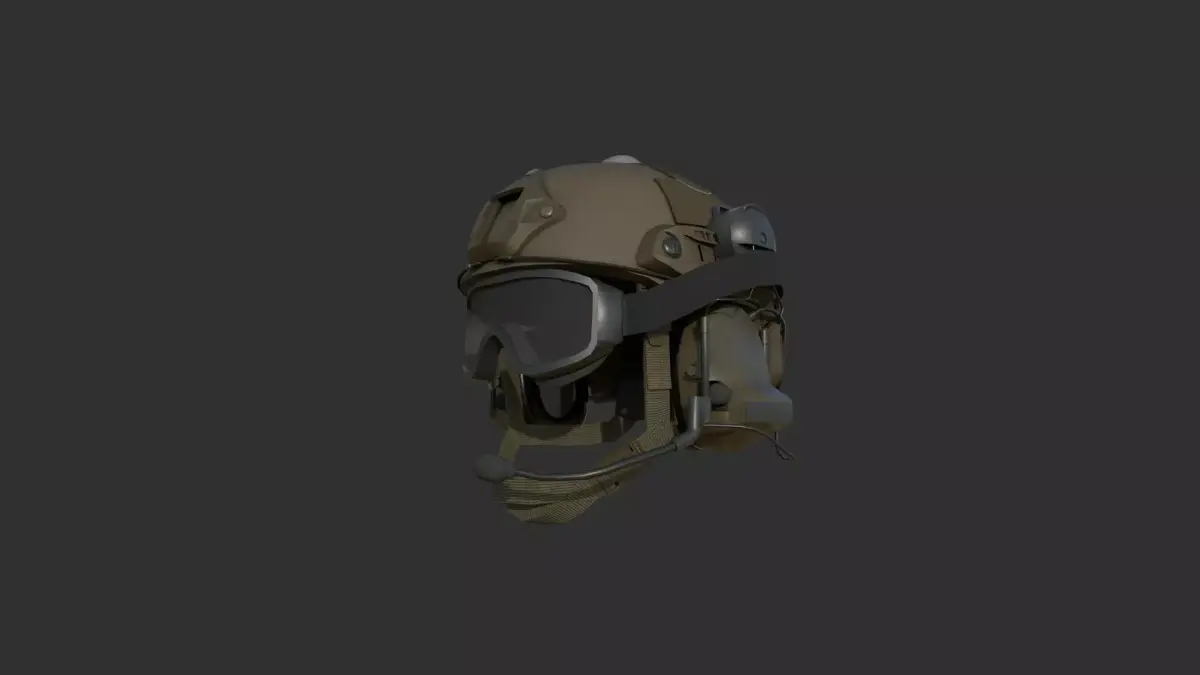 Ops-Core Fast XP TAN with Comtac and Goggles Low Poly 3D model  Low-poly 3D model