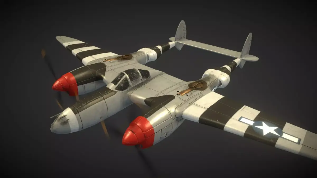 Lockheed P-38 Lightning Low-poly 3D model