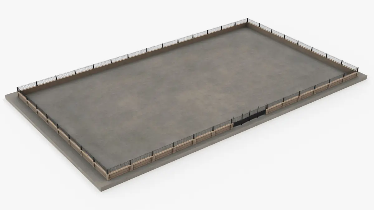 Public Square with Metal Fence 3D model