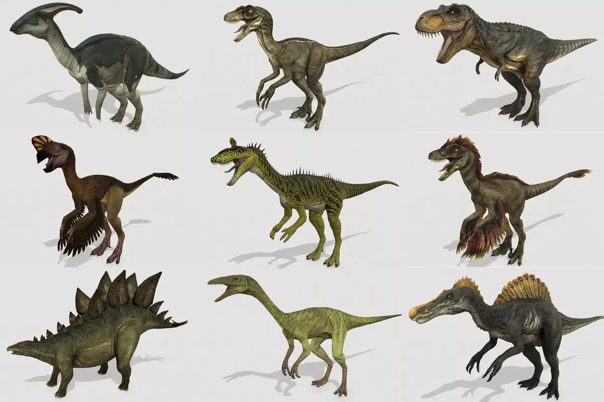 Dinosaurs pack Low-poly 3D model