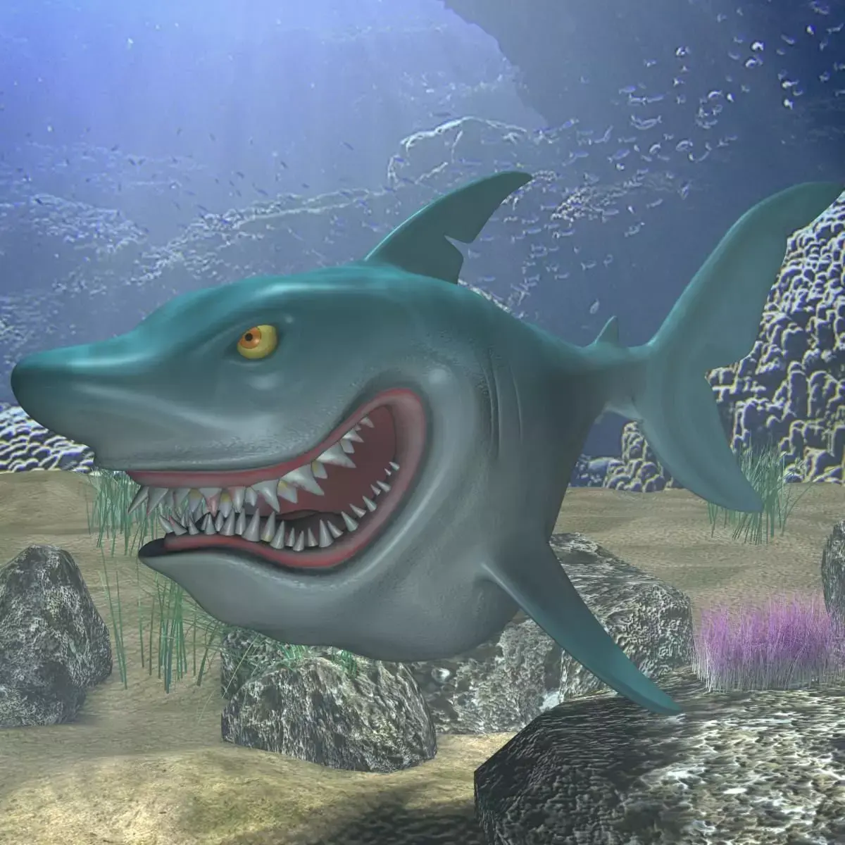 Cartoon Shark Rigged Low-poly 3D model