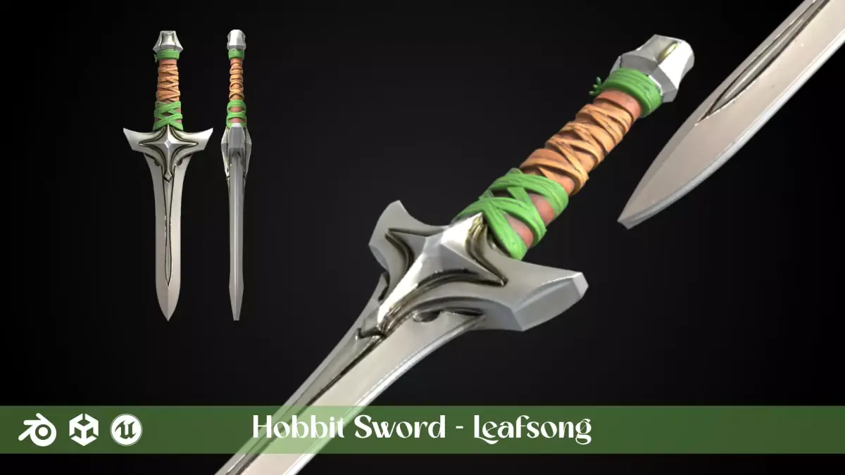 Stylized Hobbit Sword - Leafsong - Game Ready 3D model