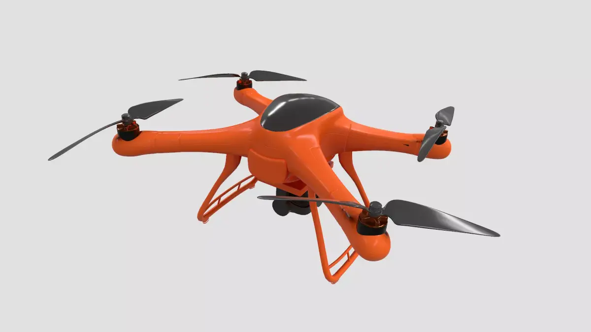 Dron animated Low-poly 3D model