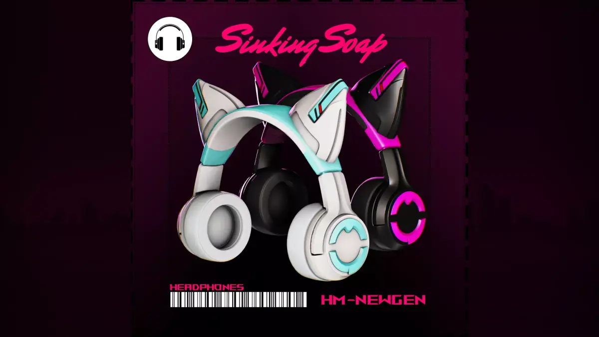 Hatsune Miku Headphones Low-poly 3D model