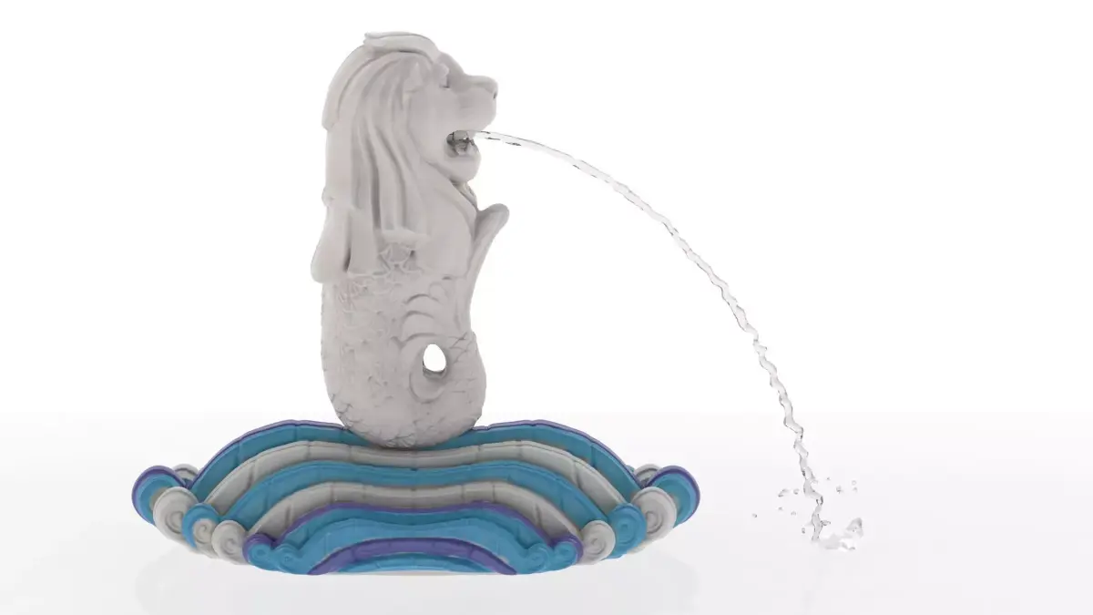 Merlion Fountain Water Spray Small 3D model