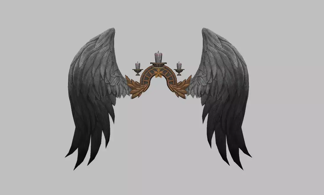 Black-White Wing Low-poly 3D model